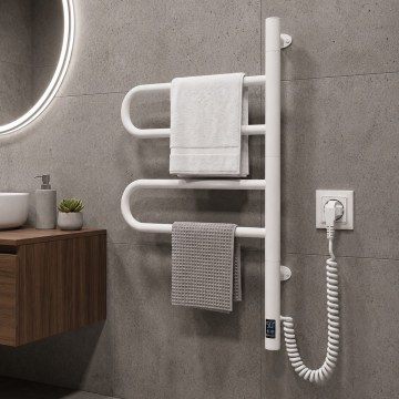 Električna okretna sušilica za ručnike s termostatom FOUETTE 60W 65x49 cm bijela