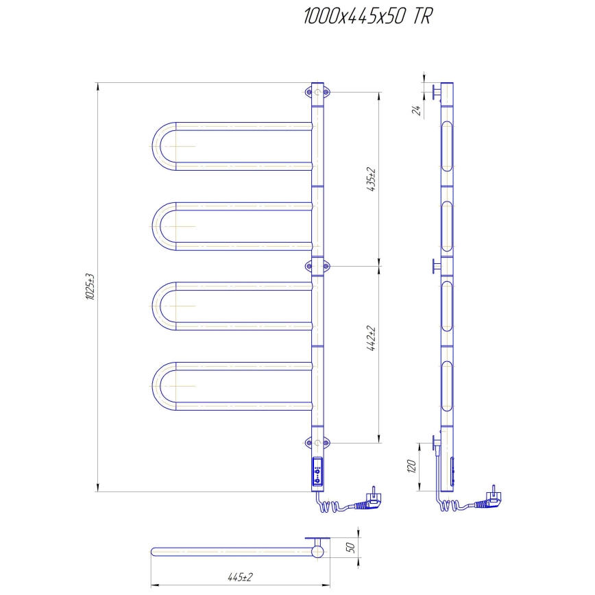 Električni rotirajući sušilo za ručnike TRISTAR 105W/230V 100x44,5cm IP44 nehrđajući čelik/sjajni krom