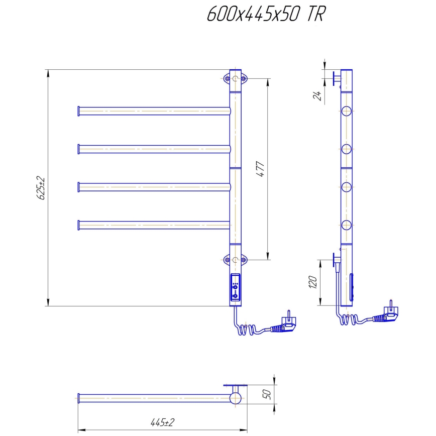 Električno rotirajuće sušilo za ručnike VEER 50W/230V 62,5x44,5 cm nehrđajući čelik/sjajni krom
