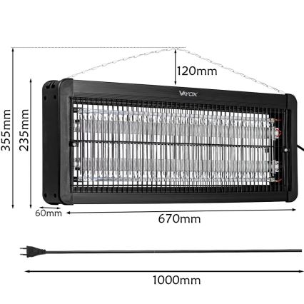 Električna ljepljiva lampa za insekte 2x20W/230V 180 m²