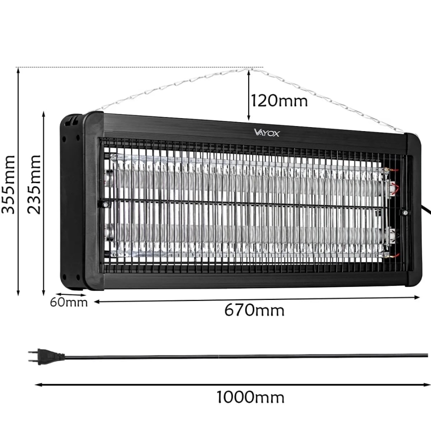 Električna ljepljiva lampa za insekte 2x20W/230V 180 m²