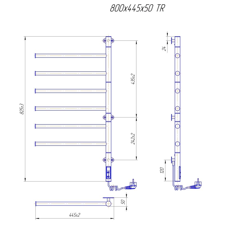 Električni rotirajući sušilo za ručnike VEER 80W/230V 80x44,5 cm nehrđajući čelik/crna