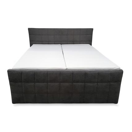 Električni podesivi tapecirani krevet s madracima i topperom HELEN 180x200 cm siva