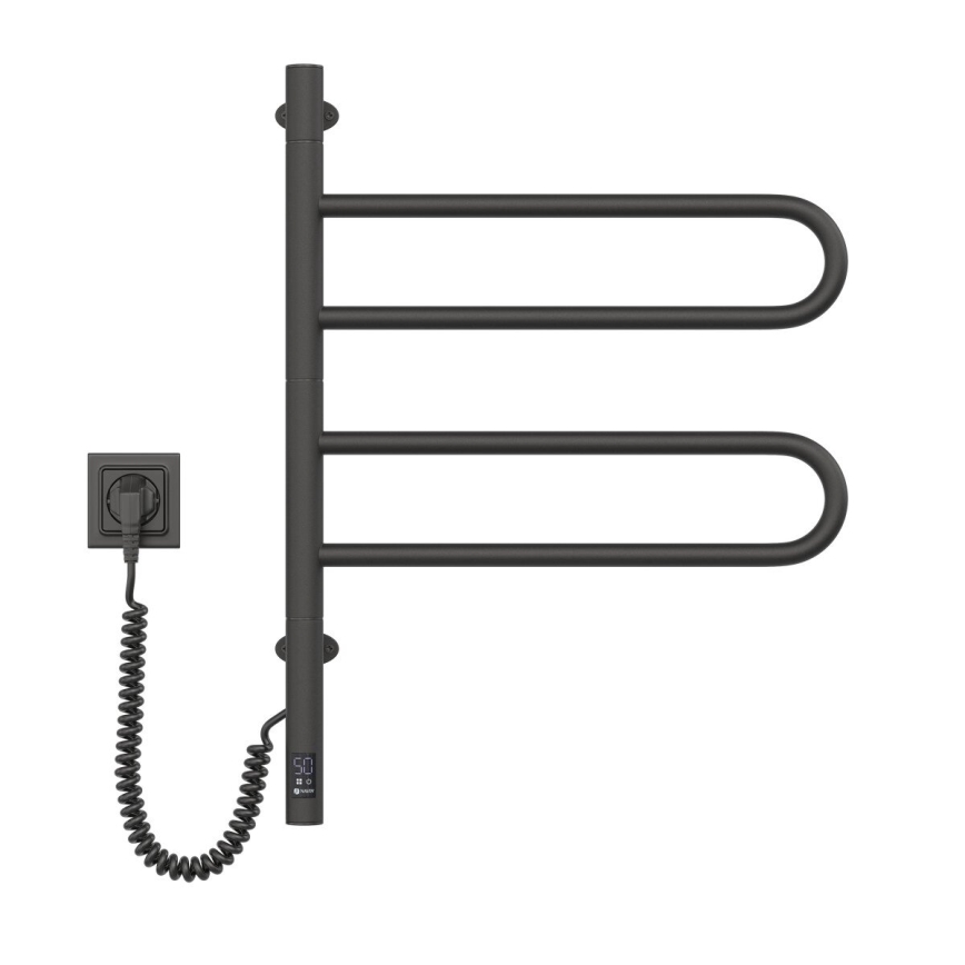 Električni rotirajući sušilo za ručnike s termostatom FOUETTE 128W/230V 64,6 cm IP44 crne boje