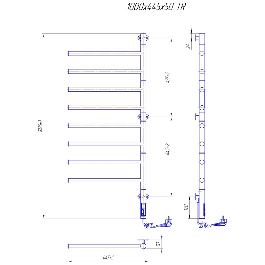 Električni rotirajući sušilo za ručnike VEER 95W/230V 100x44,5 cm nehrđajući čelik/crna