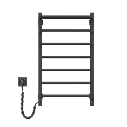 Električni sušač ručnika FORTIS s termostatom 155W 80x48 cm, crni, lijevi