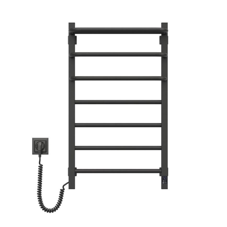 Električni sušač ručnika FORTIS s termostatom 155W 80x48 cm, crni, lijevi