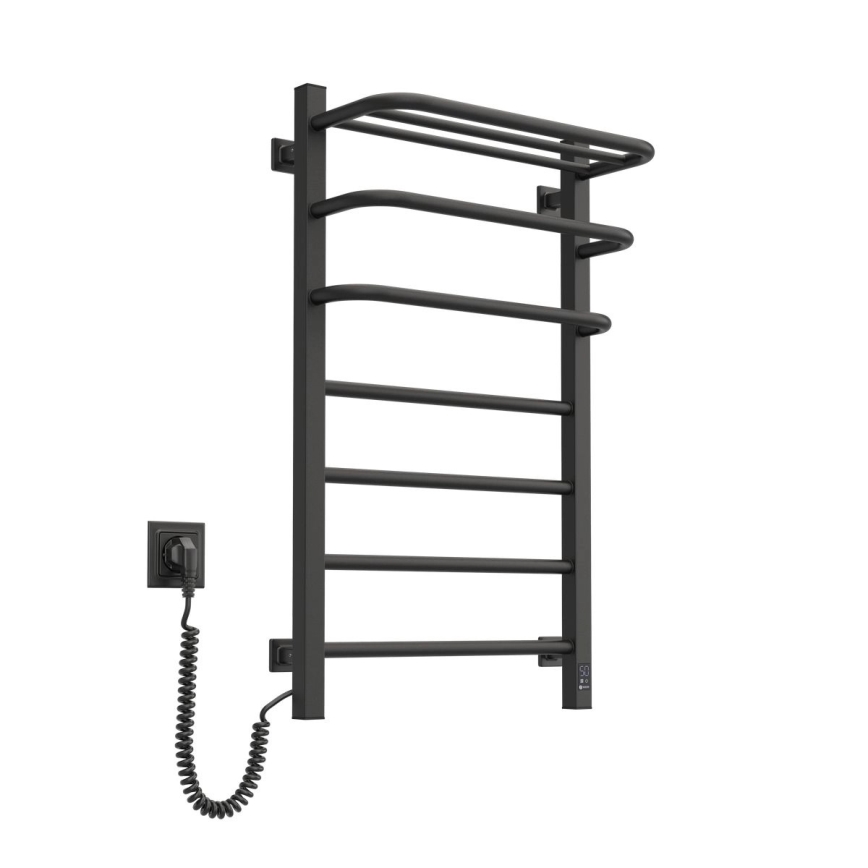 Električni sušač ručnika FORTIS s termostatom 155W 80x48 cm, crni, lijevi