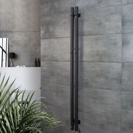 Električni sušač ručnika s termostatom SILOUETTE 106W 150x9 cm crni desni