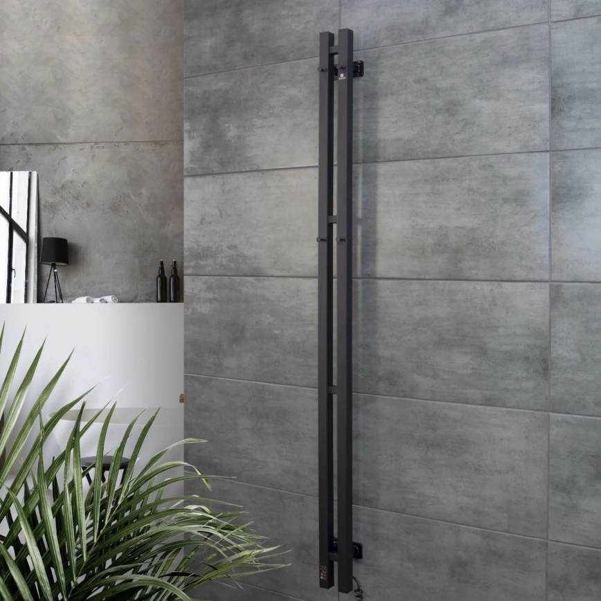 Električni sušač ručnika s termostatom SILOUETTE 106W 150x9 cm crni desni