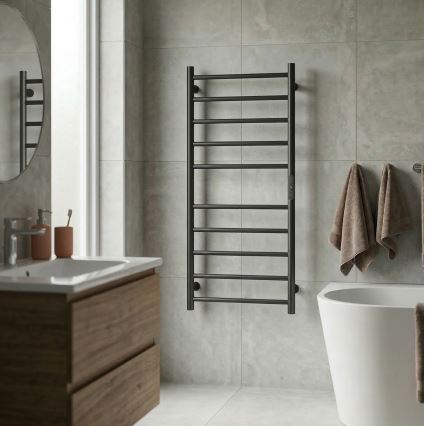 Električni sušač za ručnike 45x96 cm 130 W nehrđajući čelik/crna