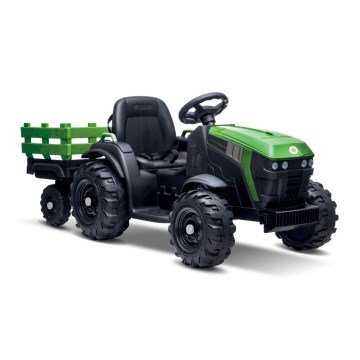 Električni traktor s prikolicom 2x30W/7000 mAh crna/zelena + daljinski upravljač