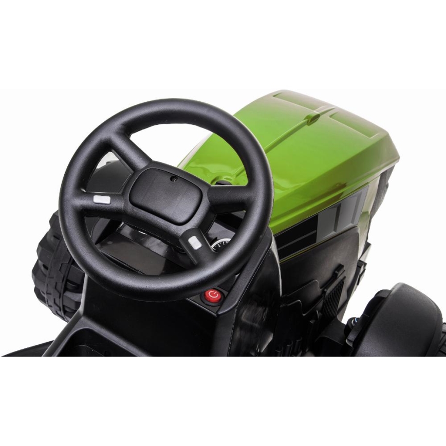 Električni traktor s prikolicom 2x30W/7000 mAh crna/zelena + daljinski upravljač