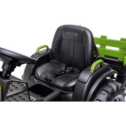 Električni traktor s prikolicom 2x30W/7000 mAh crna/zelena + daljinski upravljač