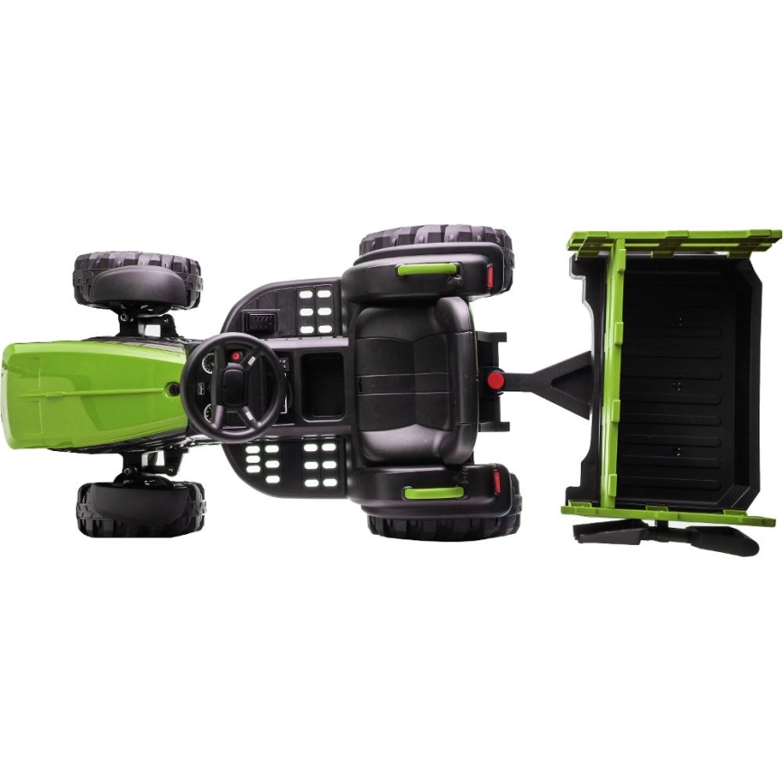 Električni traktor s prikolicom 2x30W/7000 mAh crna/zelena + daljinski upravljač