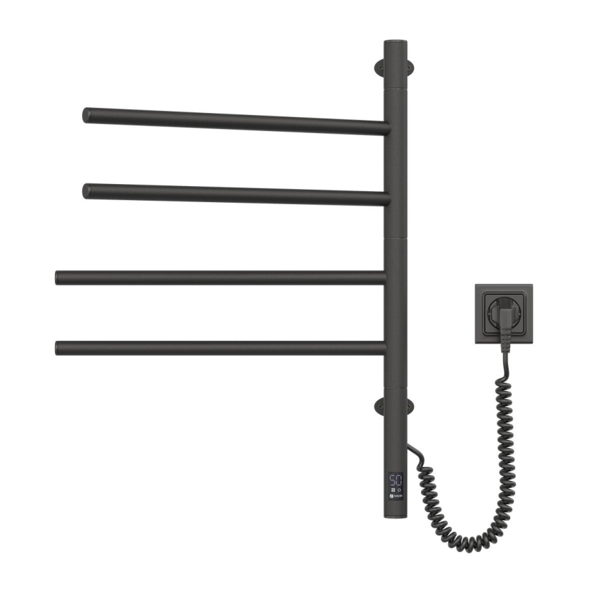 Električno okretno sušilo za ručnike s termostatom ARABESQUE 150W/230V 64,6 cm IP44 crna