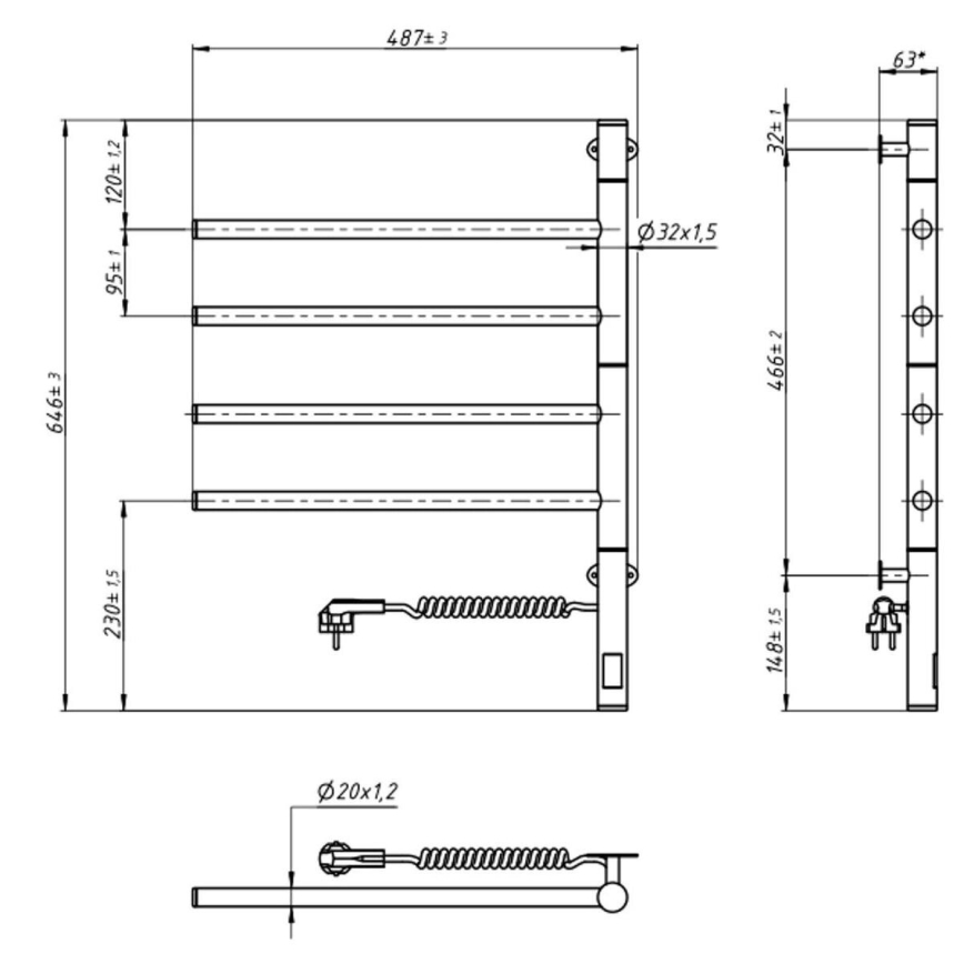 Električno okretno sušilo za ručnike s termostatom ARABESQUE 150W/230V 64,6 cm IP44 crna