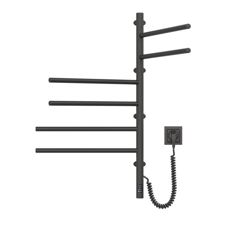 Električno okretno sušilo za ručnike s termostatom ARABESQUE 196W/230V 81,8 cm IP44 crna