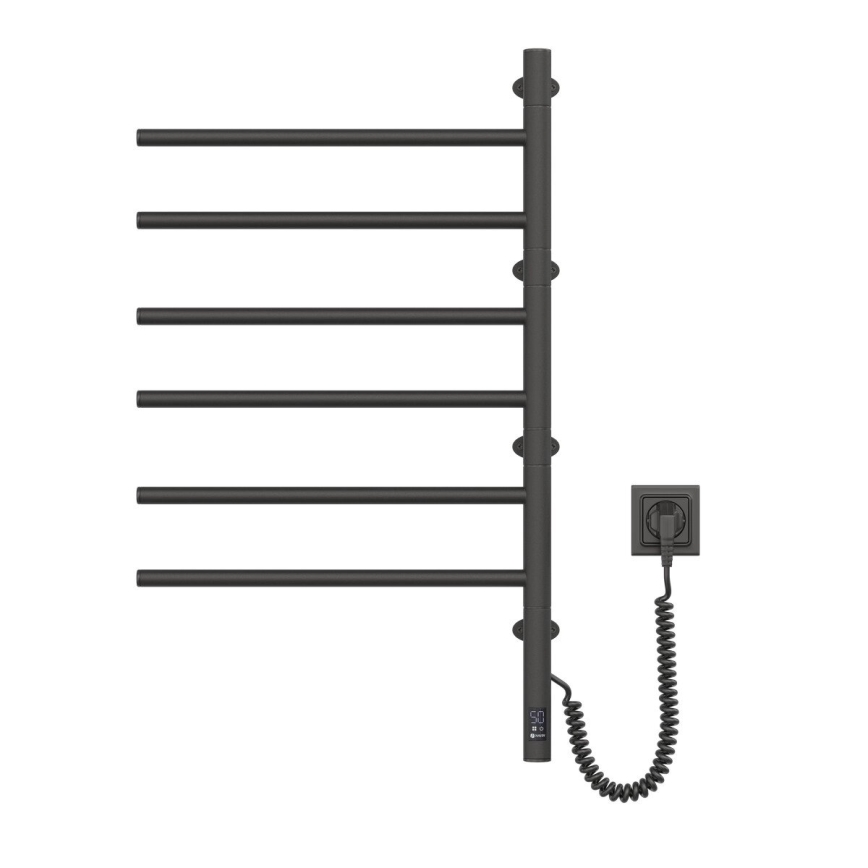 Električno okretno sušilo za ručnike s termostatom ARABESQUE 196W/230V 81,8 cm IP44 crna