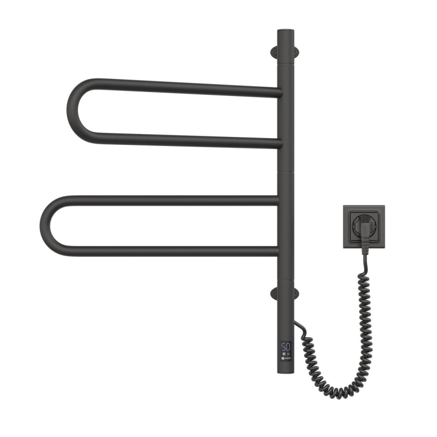 Električno okretno sušilo za ručnike s termostatom FOUETTE 128W/230V 64,6 cm IP44 crna