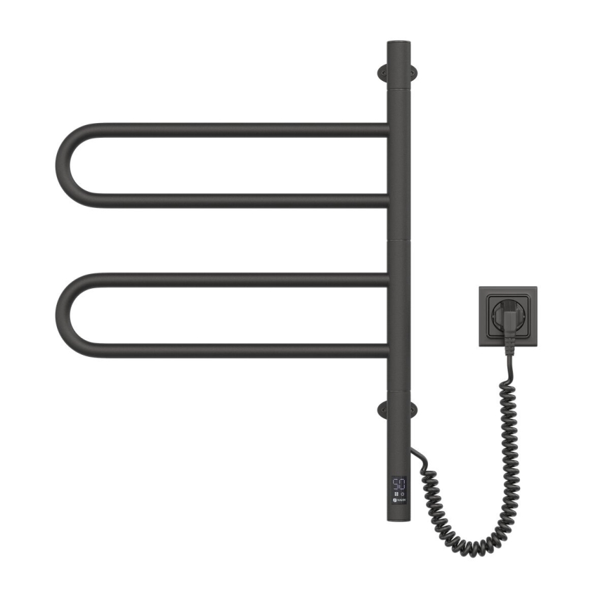 Električno okretno sušilo za ručnike s termostatom FOUETTE 128W/230V 64,6 cm IP44 crna