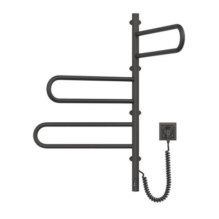 Električno okretno sušilo za ručnike s termostatom FOUETTE 185W/230V 81,8 cm IP44 crna