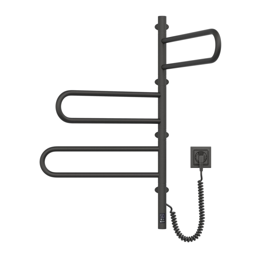 Električno okretno sušilo za ručnike s termostatom FOUETTE 185W/230V 81,8 cm IP44 crna