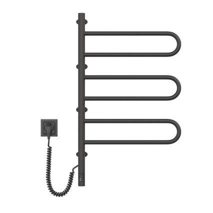 Električno okretno sušilo za ručnike s termostatom FOUETTE 185W/230V 81,8 cm IP44 crna