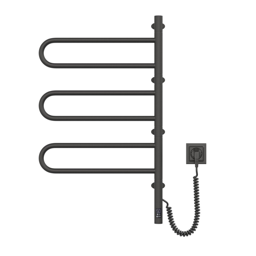 Električno okretno sušilo za ručnike s termostatom FOUETTE 185W/230V 81,8 cm IP44 crna