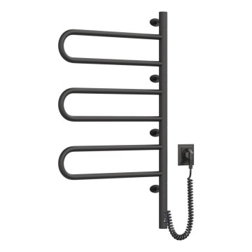 Električno okretno sušilo za ručnike s termostatom FOUETTE 185W/230V 81,8 cm IP44 crna
