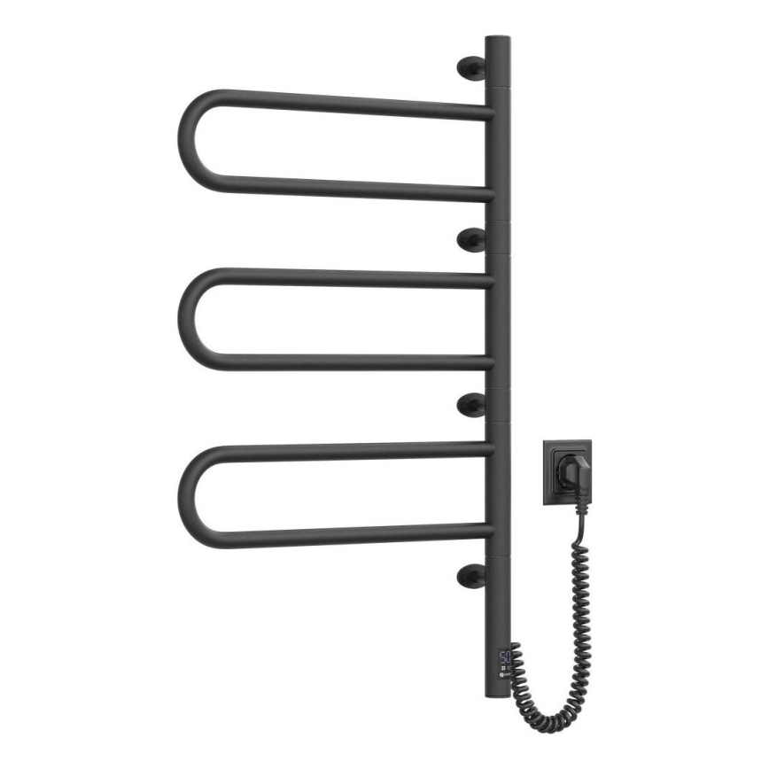 Električno okretno sušilo za ručnike s termostatom FOUETTE 185W/230V 81,8 cm IP44 crna