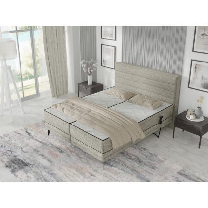 Električno podesiv tapecirani krevet s madracima MILA 180x200 cm sivi