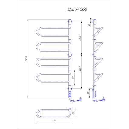 Električni rotirajući sušilo za ručnike ELECTRA 120W/230V 100x44,5 cm nehrđajući čelik/krom desno