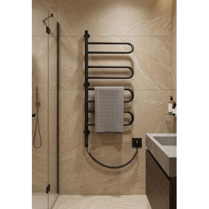 Električni rotirajući sušač za ručnike ELECTRA 120W/230V 102,5x47,5 cm nehrđajući čelik/crna, lijevi