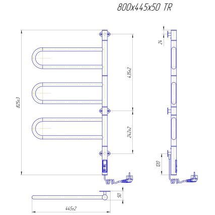 Električni okretni sušač ručnika TRISTAR 80W/230V 82,5x44,5 cm IP44 nehrđajući čelik/sjajni krom