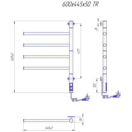 Električni rotirajući sušilo za ručnike VEER 50W/230V 62,5x44,5 cm nehrđajući čelik/crna