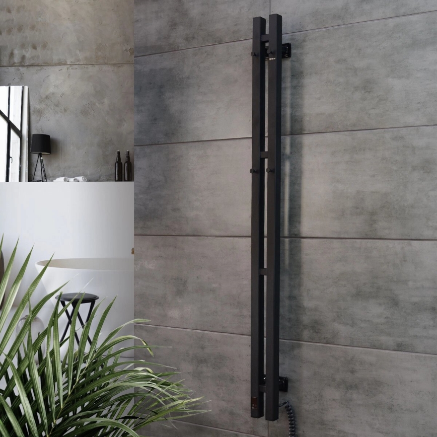 Električno sušilo za ručnike s termostatom SILOUETTE 187W/230V 120,6 cm IP44 crna desna uglast