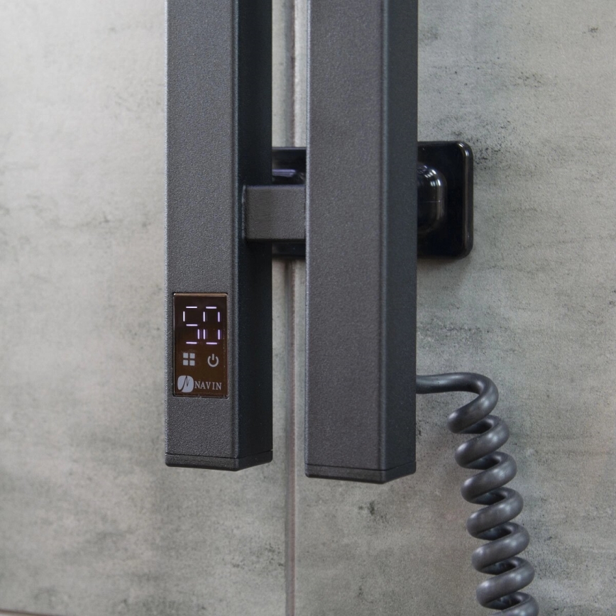 Električno sušilo za ručnike s termostatom SILOUETTE 187W/230V 120,6 cm IP44 crna desna uglast