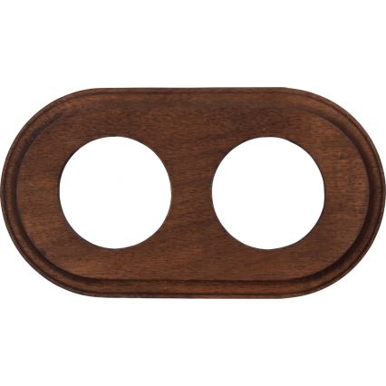 Elhard - Dvostruka keramička retro kućna utičnica s okvirom 230V crna/tamno drvo