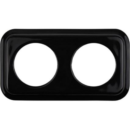 Elhard - Dvostruka keramička retro kućna utičnica s okvirom SCHUKO 230V crna