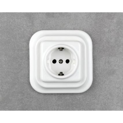 Elhard - Keramička retro kućna utičnica bez okvira SCHUKO 230 V bijela