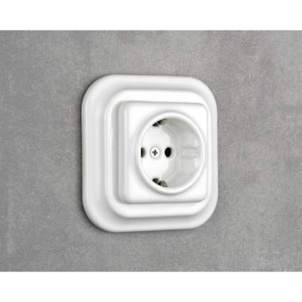 Elhard - Keramička retro kućna utičnica bez okvira SCHUKO 230 V bijela