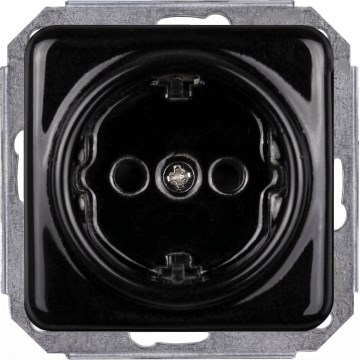 Elhard - Keramička retro kućna utičnica bez okvira SCHUKO 230V crna