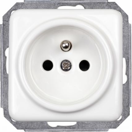 Elhard - Keramička retro kućna utičnica s okvirom 230 V bijela