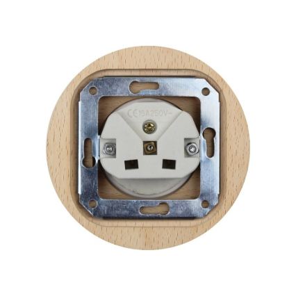 Elhard - Keramička retro kućna utičnica s okvirom 230V crna/svijetlo drvo