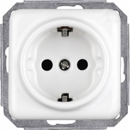 Elhard - Keramička retro kućna utičnica s okvirom SCHUKO 230V bijela