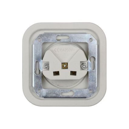 Elhard - Keramička retro kućna utičnica s okvirom SCHUKO 230V bijela