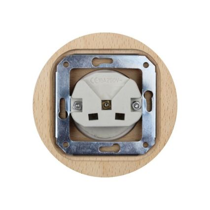 Elhard - Keramička retro kućna utičnica s okvirom SCHUKO 230V crna/svijetlo drvo