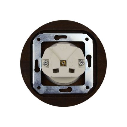 Elhard - Keramička retro kućna utičnica s okvirom SCHUKO 230V crna/tamno drvo