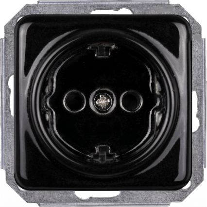 Elhard - Keramička retro kućna utičnica sa SCHUKO okvirom 230V crna